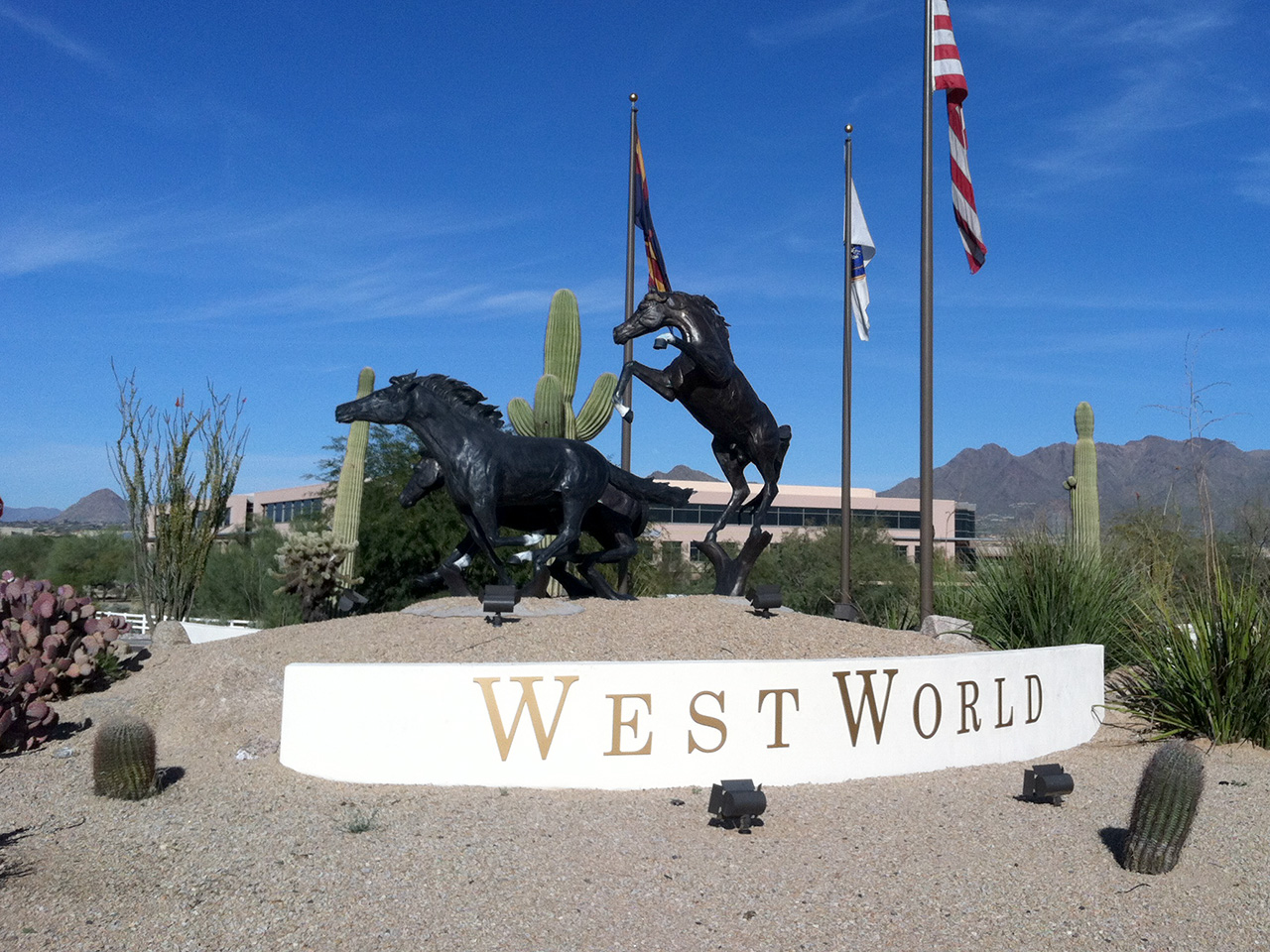 horse world above west world sign