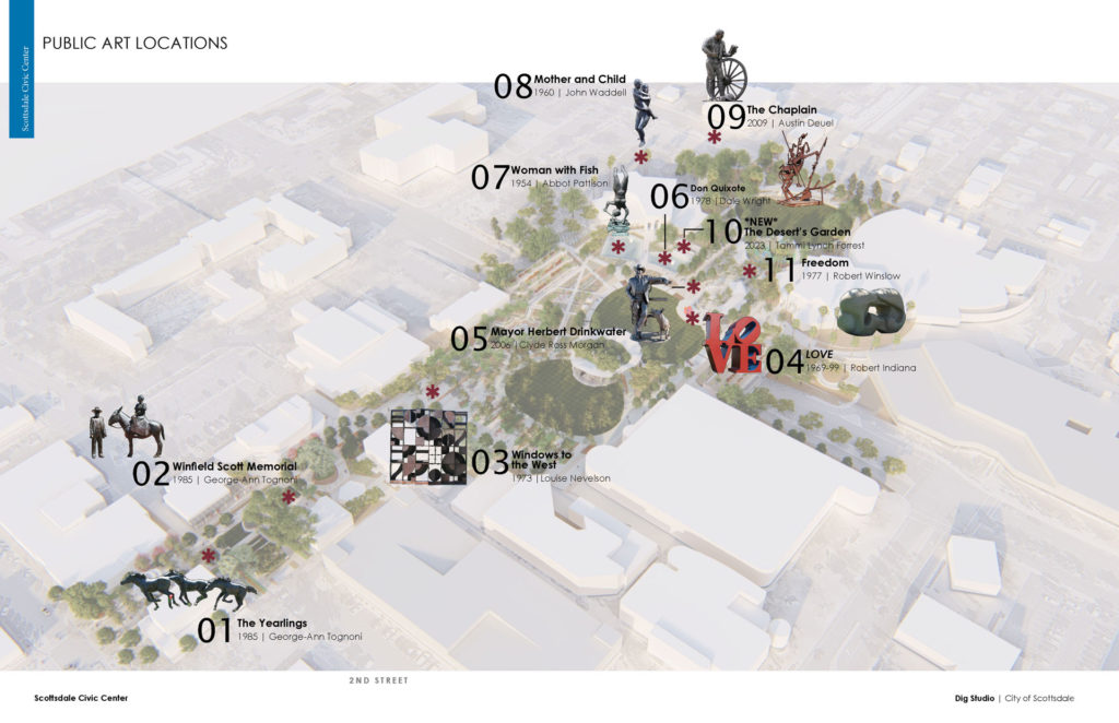 Map of public art installations on Scottsdale Civic Center.